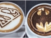 Cappuccini con schiuma a tema Superman e Uomo pipistrello