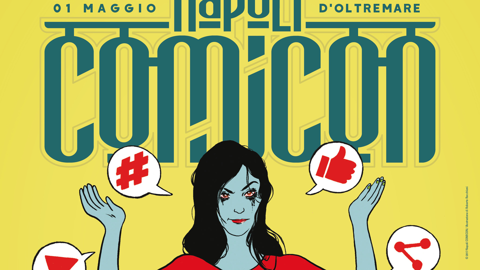 Napoli COMICON 2017: il rapporto tra fumetto e web, rappresentato dal manifesto di Roberto Recchioni Il manifesto del Napoli COMICON realizzato da Roberto REcchioni per raccontare il rapporto tra web e fumetto