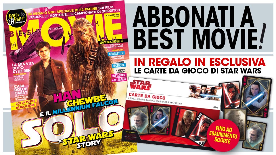 Regalati o regala un abbonamento a Best Movie, risparmi e ricevi in omaggio le carte da gioco di Star Wars!