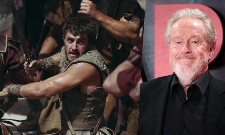 ridley scott e una foto del gladiatore 2