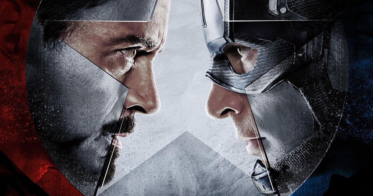 poster di captain america civil war con iron man