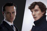 Andrew Scott e benedict Cumberbatch come Moriarty e Sherlock Holmes