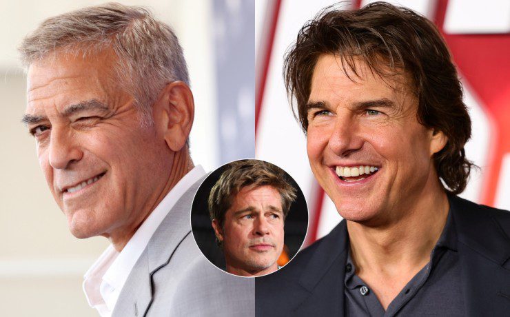 Collage George Clooney, Tom Cruise e Brad Pitt