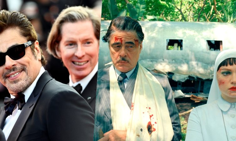 Collage Wes Anderson e Benicio Del Toro la trama fenicia Cannes