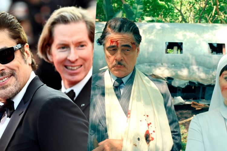 Collage Wes Anderson e Benicio Del Toro la trama fenicia Cannes