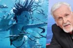 un frame di Avatar e un primo piano di James Cameron
