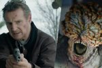 primo piano di Liam neeson e un frame di The Last of us