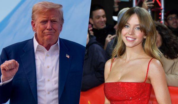mezzobusto di Donald Trump e di Sydney Sweeney