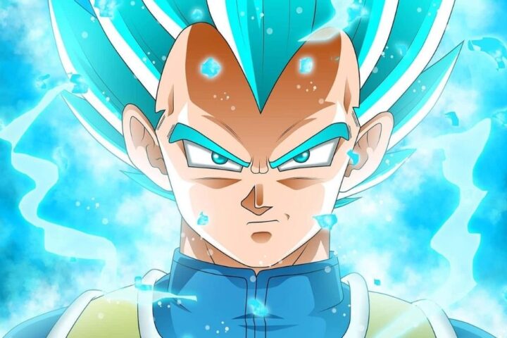 vegeta dragon ball primo piano di vegeta come super sayan blue in dragon ball